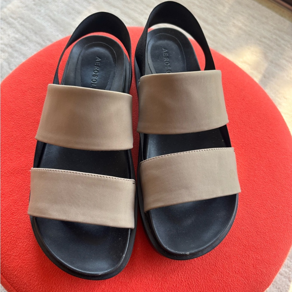 Strappy Black and Tan Aerosoles Sandals - Picture 2 of 5